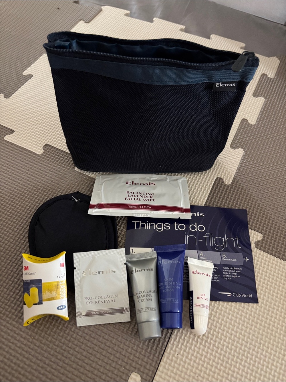 ELEMIS Black Travel Cosmetic Pouch with Skincare Minis